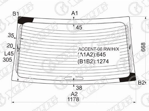 Заднее стекло для Hyundai Accent (05-11)