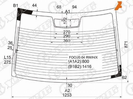 Заднее стекло для Ford Focus (05-11)